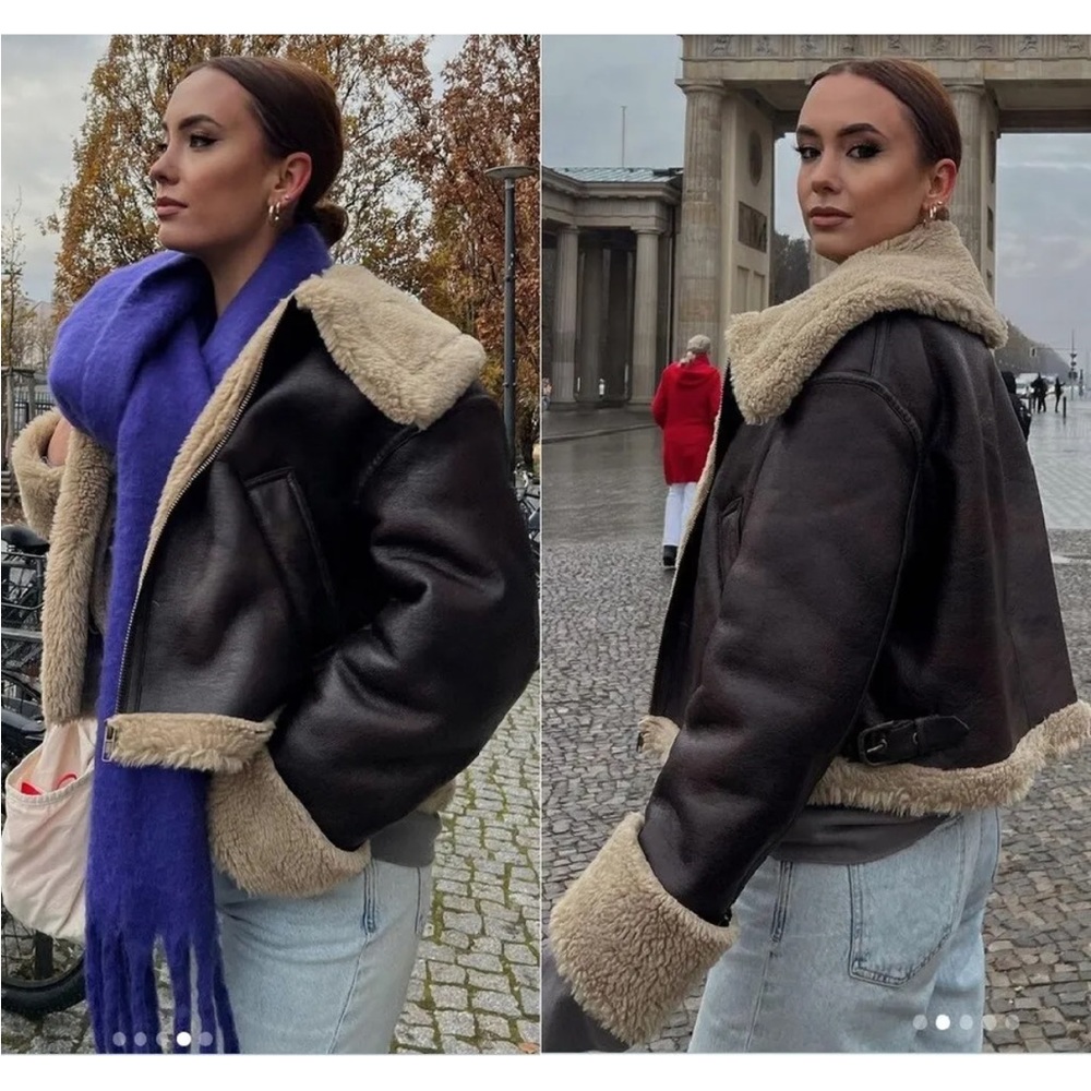 Zara double faced biker/ aviator jacket - Picture 6 of 13
